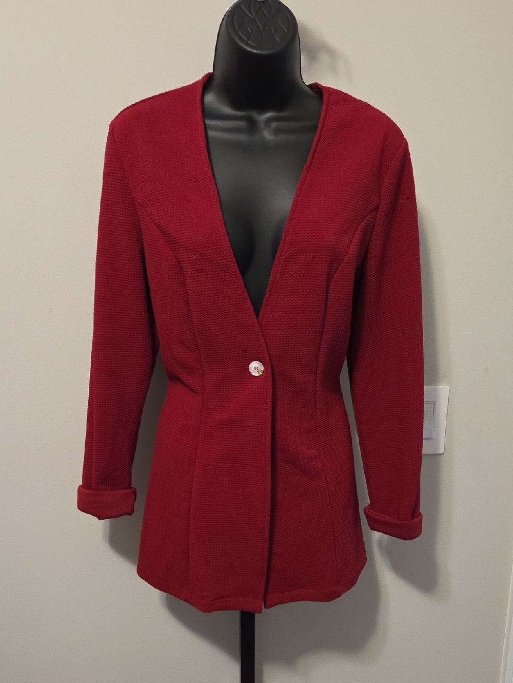 SHEIN Deep Red One-Button Tailored Blazer